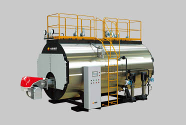 Horizontal sequential combustion three-pass steam boiler